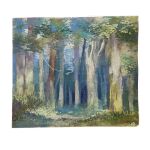  bush dappled_sunlight day grass mimoth nature original outdoors painting_(medium) plant scenery shadow sunlight traditional_media tree tree_shade 