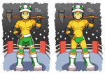 anthro clothing digital_drawing_(artwork) digital_media_(artwork) english_text fan_character hammer_bro headgear hi_res humanoid koopa male mario_(series) mario_bros nintendo nipples paper_mario paper_mario:_the_thousand_year_door reptile scalie simple_background solo text torito_moo wrestler