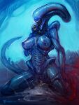 3:4 alien alien_(franchise) bodily_fluids breasts cum female genital_fluids humanoid neurodyne science_fiction solo unknown_species wet xenomorph 