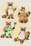 anthro apron apron_only balls blush butt candy clothing dessert erection flaccid food foreskin genitals hi_res humanoid_genitalia humanoid_penis leonciopilato lollipop male mammal penis procyonid raccoon rascal_(robot_dreams) robot_dreams