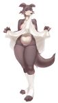  absurd_res anthro barely_visible_genitalia barely_visible_pussy beastars belly bottomwear breasts brown_body brown_fur canid canine canis clothed clothing clothing_lift digital_media_(artwork) feet female fingers footwear full-length_portrait fur genitals hi_res holding_clothing holding_object juno_(beastars) knee_highs knee_socks legwear looking_at_viewer mammal nipples nude panties pinup portrait pose presenting pulred pussy pussy_peek raised_bottomwear raised_clothing raised_skirt simple_background skirt skirt_lift smile socks solo standing thick_thighs underwear wolf 