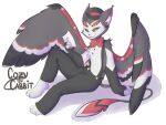 anthro biped cc-by-nc-nd claws clothed clothing cozycabbit creative_commons demon eyebrows feathered_wings feathers felid feline fingers fur hazbin_hotel husk_(hazbin_hotel) male mammal smile solo tail wings