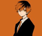  1boy collared_shirt expressionless formal maco22 male_focus necktie orange_eyes orange_hair original shirt solo suit upper_body 