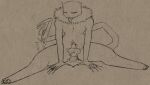 abdominal_bulge anal anal_vore animal_genitalia anthro anus balls cryptid gastropod genitals guide_lines hdyly living_insertion mollusk neck_tuft perineum prehensile_tail seraphix sheath sitting sketch slug spread_legs spreading tail tail_tuft tired tired_eyes tuft vore