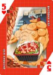 abs anthro armor bandai_namco card cooking digimoji digimon digimon_(species) headgear headgear_only helmet helmet_only hi_res horn male muscular muscular_anthro muscular_male nipples nude pecs playing_card roaringmoon solo steam suit_symbol wargreymon