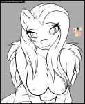 absurd_res anthro big_breasts breasts equid equine female fluttershy_(mlp) friendship_is_magic hasbro hi_res killerqueen1911 line_art looking_at_viewer looking_up mammal my_little_pony mythological_creature mythological_equine mythology nipples pegasus sitting solo solo_focus unfinished wings
