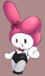 anthro breasts bunny_costume chibi clothing costume featureless_breasts female fishnet_clothing fishnet_legwear flat_chested kittystarr lagomorph legwear mammal my_melody onegai_my_melody reaching_towards_viewer sanrio smile smiling_at_viewer
