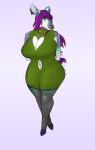 absurd_res anthro bbear big_breasts big_butt biped blush bottomwear breasts butt cleavage cleavage_cutout clothed clothing collar curvy_figure cutout dated deer digital_media_(artwork) dress ear_piercing ear_ring eyelashes facial_piercing female fur green_clothing green_dress hair hi_res hooves huge_breasts leggings legwear long_hair looking_at_viewer mammal multicolored_body multicolored_fur multicolored_hair naval_gem nose_piercing piercing purple_hair ring_piercing shaded signature simple_background smile solo standing stretched_clothing thick_thighs tight_clothing topwear victoria voluptuous