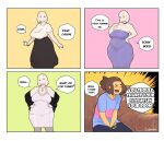 absurd_res belly big_breasts big_butt big_muscles blue_eyes bovid breasts butt caprine clothed clothing costume cumbread deltarune duo female frisk_(undertale) fur goat hair hi_res huge_breasts huge_muscles human humanoid male male/female mammal muscular overweight smile thick_thighs toriel undertale undertale_(series) white_body white_fur white_hair