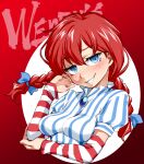 braid freckles funnyari red_hair shirt smug striped striped_shirt striped_sleeves twin_braids vertical_stripes wendy&#039;s wendy_(wendy&#039;s) 
