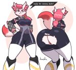  2024 absurd_res anthro big_breasts big_butt breasts butt canid canine clothed clothing epic_games female fortnite fox fur hair hi_res jhenightfox kimiko_five-tails mammal pink_hair solo tight_clothing torn_clothing underwear wardrobe_malfunction white_body white_fur 