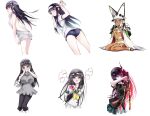  6+girls absurdres adashino_benio artist_request black_hair blush cape check_artist dark-skinned_female dark_skin embarrassed english_text eyelashes green_eyes grey_sweater gym_uniform hair_ornament hairclip hat heart highres katana long_hair looking_at_viewer meme_attire multiple_girls multiple_persona school_uniform shirt simple_background sitting skirt source_request sousei_no_onmyouji speech_bubble standing sukeno_yoshiaki sweater sword uniform virgin_killer_sweater weapon white_background white_cape white_hair 