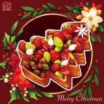  artist_logo christmas flower food food_focus fruit fruitcake highres merry_christmas no_humans original strawberry yuki00yo 