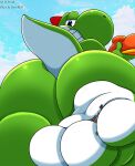  butt clothing cornchip21 duo feet foot_fetish foot_focus footwear green_body hi_res macro male male/male mario_bros micro nintendo paws pozole raised_tail shoes smothering smug squish story story_in_description video_games yoshi yoshi_(character) 