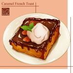  artist_logo bread caramel cream food food_focus food_name fruit highres no_humans original plate strawberry yuki00yo 