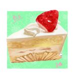  absurdres cake cake_slice cream floral_background food food_focus fruit highres icing no_humans original strawberry strawberry_shortcake takisou_sou 