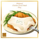  bean_sprout chicken_(food) food food_focus food_name fork fried_chicken highres no_humans original plate sauce white_background yuki00yo 