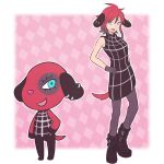  1girl animal_crossing animal_ears biseibutu black_fur black_hair black_shirt blue_eyes cherry_(animal_crossing) dog_ears dog_girl furry furry_female humanization jewelry looking_at_viewer open_mouth personification piercing shirt simple_background smile solo 