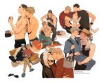  2boys adam_parrish back_tattoo black_hair black_male_underwear black_wristband blonde_hair blue_eyes blue_male_underwear blue_suit blush bread bread_slice buzz_cut carrying catbishonen coffee coffee_pot couple cropped_legs cup drying drying_hair food freckles full_body hair_dryer hat head_on_another&#039;s_shoulder holding holding_cup holding_hair_dryer kiss leaning_on_person male_focus male_underwear multiple_boys multiple_views on_floor princess_carry ronan_lynch short_hair simple_background sitting sleeping sleepy smile spoken_zzz straw_hat suit tattoo the_raven_cycle toast topless_male towel towel_around_neck under_covers underwear underwear_only very_short_hair white_background yaoi zzz 