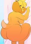  absurd_res animal_crossing ass_up bed bed_covers bed_sheet bedding bedroom big_breasts big_butt breasts butt butt_focus canid canine canis domestic_dog furniture hair hi_res isabelle_(animal_crossing) mammal nintendo presenting presenting_hindquarters smile tagme thick_thighs toonarscontent wide_hips 