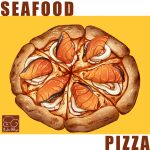  artist_logo cheese fish_(food) food food_focus food_name highres no_humans original pizza yuki00yo 