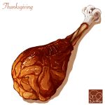  artist_logo bone food food_focus highres meat no_humans original simple_background thanksgiving turkey_(food) turkey_leg white_background yuki00yo 