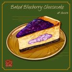  artist_logo blueberry cheesecake cream food food_focus food_name fruit highres no_humans original pie pie_slice plate yuki00yo 