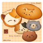  artist_logo bagel bread bread_slice cookie_cat food food_focus food_name highres no_humans original pastry toast yuki00yo 