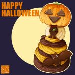  artist_logo bat_(animal) food food_focus halloween happy_halloween highres icing jack-o&#039;-lantern no_humans original pastry yuki00yo 