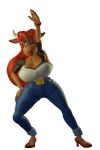  2022 3d_(artwork) animated anthro big_breasts bovid bovine breasts cattle cleavage clothed clothing cowey digital_media_(artwork) female mammal solo subdomsage 