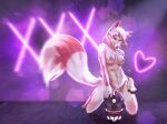  anthro breasts canid canine female fox fur genitals hi_res mammal neon neon_lights paperclipper pinup pinupgirl pose pussy science_fiction solo white_body white_fur 