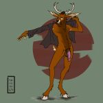 1:1 absurd_res anthro cervid hi_res male mammal pinup pose solo 