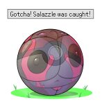  alpha_channel anthro areola balled_up barely_visible_genitalia barely_visible_pussy big_areola big_breasts black_body black_nipples bound breast_squish breasts captured carboncompression613 cartoon_physics countershade_torso countershading english_text female fully_bound genitals grass helpless in_pok&eacute;ball markings motion_lines multicolored_body navel nintendo nipples non-mammal_breasts non-mammal_navel non-mammal_nipples pink_markings plant pok&eacute;ball pok&eacute;mon pok&eacute;mon_(species) pupils purple_body purple_eyes pussy salazzle simple_background slit_pupils solo squeezing squish struggling stuck text translucent transparent_background trapped video_games 
