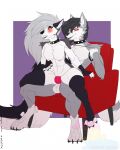  anthro blush breasts canid canine canis duo female genitals helluva_boss hi_res kandox_tekzer knot loona_(helluva_boss) male male/female mammal paws penis pussy sex wolf 