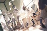  6+boys bishounen blonde_hair blue_eyes brown_hair curtains facing_away kyouichi leaning_forward looking_at_viewer looking_away looking_to_the_side male_focus multiple_boys original school_uniform serafuku short_hair shorts window yellow_eyes 