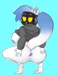  anthro anus big_breasts big_butt black_clothing black_hoodie black_topwear bottomless breasts butt butt_focus butt_grab clothed clothing evo_cyber_mink_(oc) exposed_breasts female gaping hand_on_butt hanging_breasts hi_res hoodie hoodie_lift hoodie_only huge_breasts huge_butt huge_hips huge_thighs looking_at_viewer looking_back mammal mink mustelid musteline overweight overweight_female presenting presenting_hindquarters protogen_visor raised_clothing raised_hoodie raised_topwear simple_background solo_focus solo_in_panel spread_butt spreading thick_thighs topwear topwear_only true_musteline wide_hips yiwol 