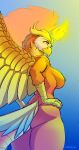  absurd_res avian back breasts butt cherish female fire gryphon hi_res mythological_avian mythology pose sajik side_boob solo wings 
