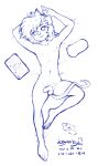 anthro balls dated fan_character feet flaccid genitals hair hi_res high-angle_view icefairy64 lying male mammal messy_hair mouse murid murine navel nipples nude on_back penetrable_sex_toy penis rodent sex_toy signature sketch solo solo_focus tablet tail teeth unfinished