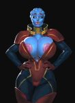 alien alien_humanoid areola areola_slip asari big_breasts bimbo_lip blue_body bodysuit boobsgames breasts bulging_breasts cleavage clothed clothing female hand_on_hip hi_res huge_breasts humanoid lips looking_at_viewer mass_effect nipple_slip nipples not_furry samara skinsuit solo thick_lips thick_thighs tight_clothing wide_hips