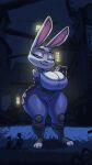 anthro big_breasts bigdad breasts cleavage clothed clothing disney female grey_background huge_breasts judy_hopps lagomorph leporid looking_at_viewer mammal purple_eyes rabbit simple_background smile smiling_at_viewer solo thick_thighs wide_hips zootopia