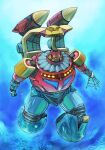  armor blue_armor bubble getter_poseidon getter_robo getter_robo_g highres joints mecha missile multicolored_armor net no_humans red_armor robot robot_joints science_fiction super_robot turbine underwater yamanushi yellow_armor yellow_eyes yellow_light 