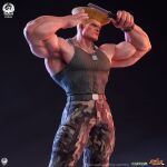 belt blonde_hair brushing_hair camouflage camouflage_pants comb dog_tags figure guile muscular muscular_male pants photo_(medium) posing serious simple_background standing street_fighter tank_top watch wristwatch 