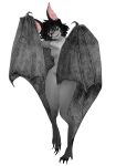  1girl absurdres animal_ears animal_feet bat_ears bat_girl bat_wings black_eyes black_hair breasts fangs full_body furry furry_female grey_fur highres kms2605 looking_at_viewer original short_hair smile white_background winged_arms wings 