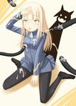  blonde_hair cat cat_tail cum cum_on_body cum_on_clothes cum_on_lower_body facial glasses highres long_hair panties panties_under_pantyhose pantyhose perrine_h_clostermann rinyan_suzu solo strike_witches tail tentacles underwear world_witches_series yellow_eyes 