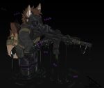 absurd_res assault_rifle black_background black_goo canid canine clothed clothing gas_mask gun hi_res lukst male mammal mask ranged_weapon rifle simple_background solo weapon
