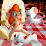 blush breasts cheese chip_&#039;n_dale_rescue_rangers crossover dairy_products disney female food gadget_hackwrench genitals hi_res looking_at_another looking_pleasured looking_up male mammal mouse mousetache murid murine nipples nude open_mouth pinky_(warner_brothers) pinky_and_the_brain pussy rodent smile spread_legs spreading the_brain warner_brothers