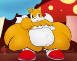  aged_up anthro belly big_belly butteryinkling candy_world canid canine clothing flabby_arms flabby_legs footwear fox gloves hand_on_hip handwear hi_res huge_thighs humanoid hyper hyper_hips hyper_thighs looking_aside male mammal miles_prower moobs morbidly_obese obese obese_anthro obese_male overweight overweight_anthro overweight_male red_clothing red_footwear red_shoes sega shoes signature solo sonic_the_hedgehog_(series) stripes thick_thighs white_clothing white_gloves white_handwear white_stripes wide_hips 