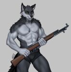  absurd_res anthro canid canine canis dog_tags gun hi_res kodiak male mammal ranged_weapon rifle sfw sks solo variri weapon wolf wulfe 