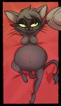  absurd_res belly felid feline female female/female fur green_eyes grey_body grey_fur hi_res mammal metaljay69 pinup pose raised_tail smug_face solo 