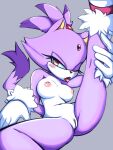  anthro blaze_the_cat breasts cel_shading clothing female fur genitals gloves handwear hi_res nipples one_eye_closed open_mouth orange_eyes purple_body purple_fur pussy raised_leg sega shaded shazy_(artist) solo sonic_the_hedgehog_(series) spassticus spread_legs spreading tongue tongue_out white_body white_fur 